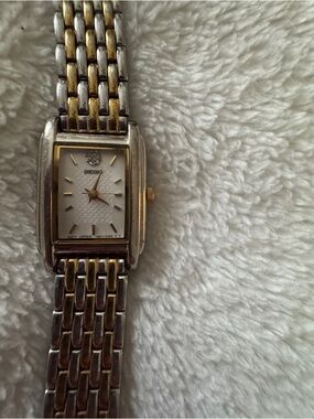 Seiko Two-Tone Silver and Gold Rectangular Bracelet Watch